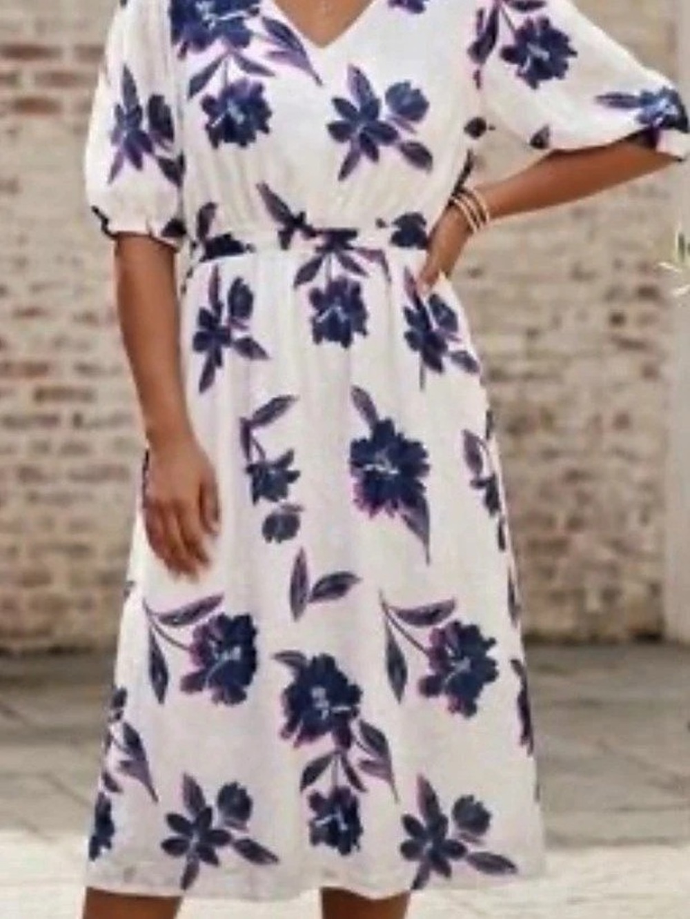 Draper James RSVP White/Blue Floral Midi Dress XXL. Short sleeves. Great shape!